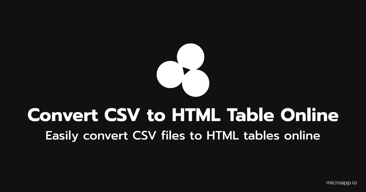 Microapp.io: Convert CSV to HTML Table Online